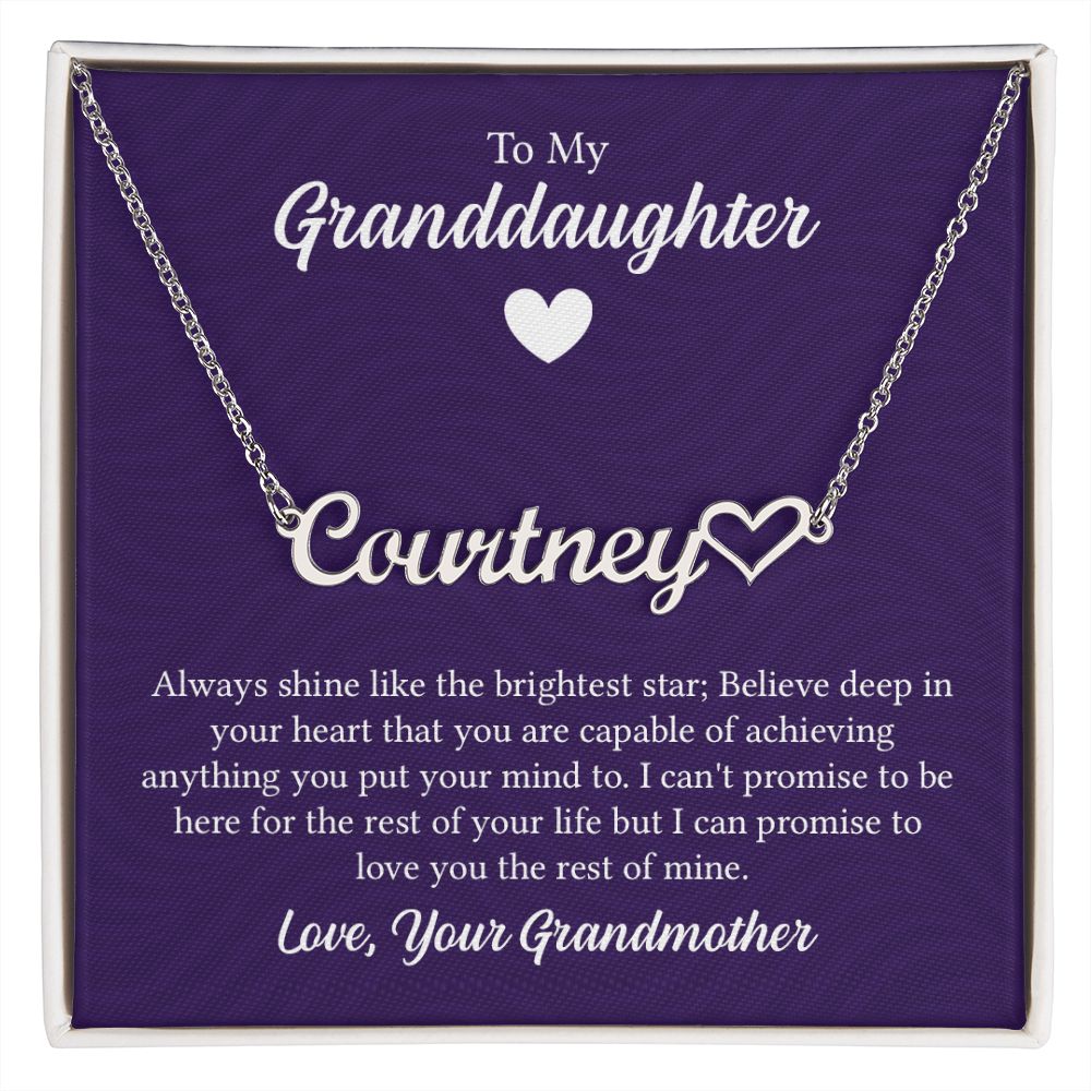 Heart Name Necklace - For Granddaughter From Grandmother